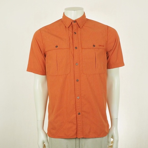 Orvis Other - Orvis Angler Open Air Caster Fishing Button Down Shirt Mens Small Orange Vented